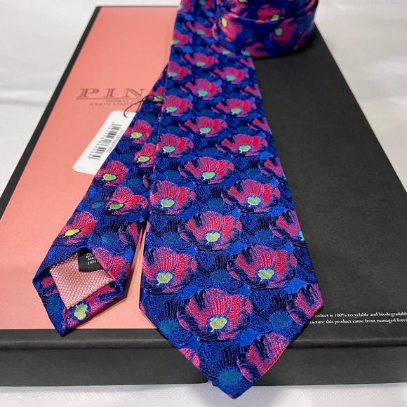 🔥STRIKING⚡️✨🆕💯LVMH AUTHN THOMAS PINK 🔥JAPANESE HIBISCUS🔥WOVEN MOTIF TIE🔥 - Picture 7 of 16